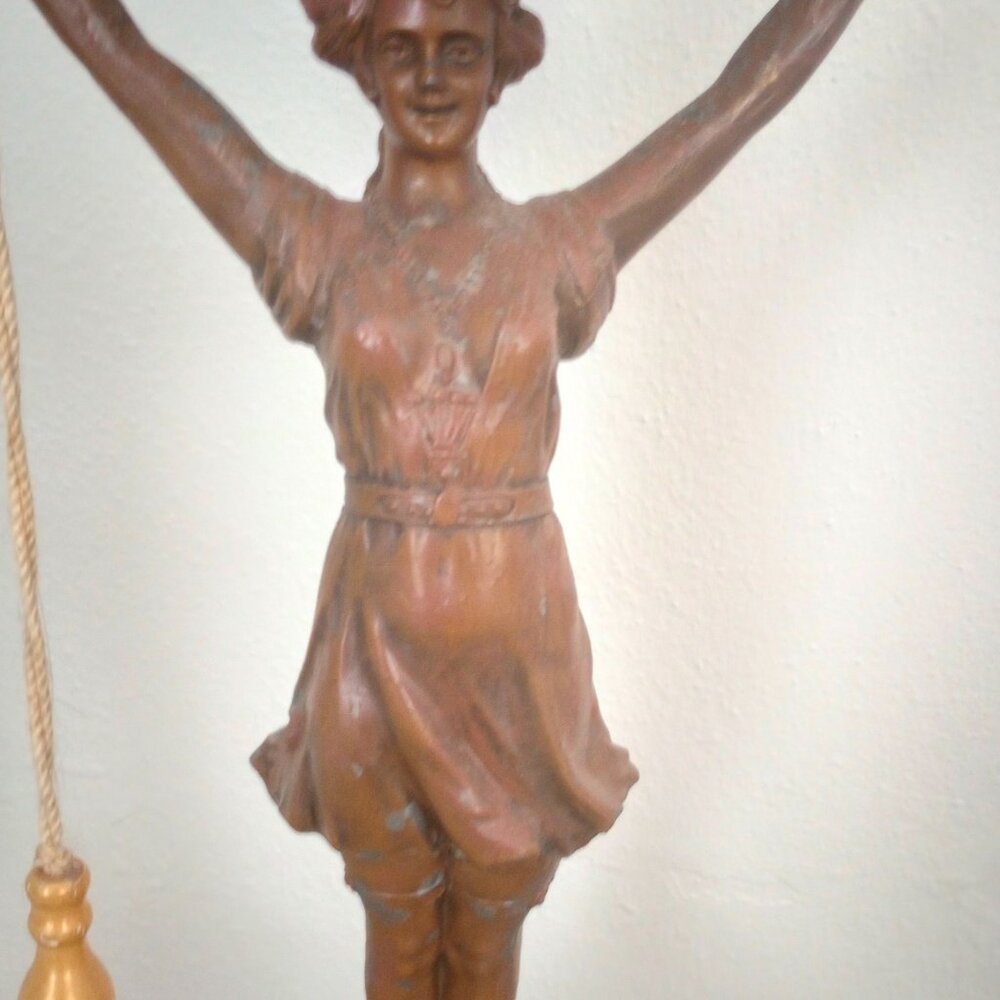 Antique victorian onyx deco girl lamp - Picture 6 of 6